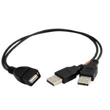 25cm USB 2.0 a Power Enhancer Y 1 Female to 2 Male Data Charge Cable Extension Cord 2024 - buy cheap