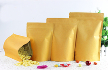 Bolsas de papel kraft marrón con cierre de cremallera para comida/té/tuerca, bolsa de embalaje resellable, 9x14 + 3cm, 50 Uds. 2024 - compra barato
