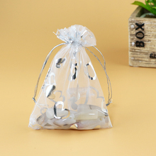 Fashion 100pcs/lot Classic 7x9cm White Heart Organza Pouches Small Gift Jewelry Tea Cosmetic Packaging Bags 2024 - buy cheap