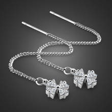 Fashion female 925 sterling silver Ear Studs earrings solid silver Classical zircon chain jewelry Valentine's Day present bijoux 2024 - buy cheap