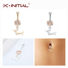 Anillos colgantes para el ombligo para mujer, Piercing de acero inoxidable, para el vientre de ombligo Anillo, cristal, perro salchicha, Sexy, para playa 2024 - compra barato