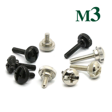 20Pcs M3x(4.5/6/8/10/12/14mm Length) Phillips round head Hand tighten screw adjustment screws manual step bolts nickel black 2024 - buy cheap