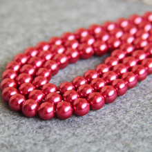 New 8mm bright red Shell Glass Round beads DIY gift for women girl loose beads 15inch 2pc/lot Jewelry making design wholesale 2024 - buy cheap