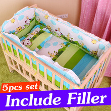 5PCS Cotton Baby Crib Bedding Set with Bumper Newborn Baby Bedding Sets Baby Crib Bumper with Filler 90x50cm CP01S 2024 - buy cheap