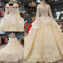 Novidade 2021 vestido de baile vestido de noiva vestido de noiva longo comprimento no chão vestidos de casamento rainha robe de noiva wd121 2024 - compre barato