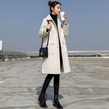 Женское шерстяное пальто, повседневное, с длинным рукавом, на осень и зиму, d055 2024 - купить недорого