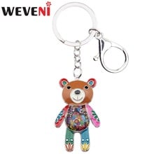 WEVENI  Animal Enamel Little Bear  Key Chains Women Keyrings Gift For Girl HandBag Charms Keychains Car key Charms Jewelry 2024 - buy cheap