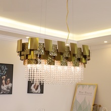 Modern Rectangular crystal chandelier personality creative living room lamp hotel lobby light luxury bedroom restaurant lamp 2024 - buy cheap