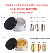 2PCS/Lot Shinning Mirror Nail Glitter Powder Gold Sliver 1G/Jar Nail Art Manicure Chrome Pigment Glitters 2Colors, Free shipping 2024 - buy cheap
