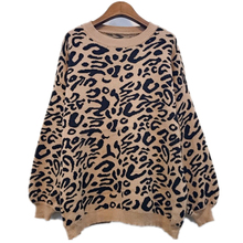 2018 leopard print sweater women pullovers o neck long sleeve loose autumn winter warm designer runway sweater jumper 2024 - buy cheap