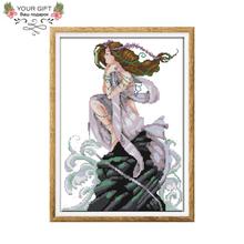 Joy Sunday Girl Home Decor RA156 Counted Stamped The Daughter Of The Sea Needlework Needlepoint Embroidery DIY Cross Stitch kit 2024 - buy cheap