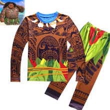 Maui-Conjunto de pijama para niño y adulto, traje de Cosplay, Top de tatuaje, pantalones, 2 uds., decoración de carnaval, Moana, Halloween 2024 - compra barato