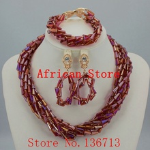 Lovely Purple Single African Women Beads Jewelry Set Nigerian African Beaded Necklace Set Handmade Style Free Shipping SD806-3 2024 - buy cheap