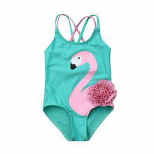 Купальный костюм с фламинго для маленьких девочек 1-5 лет, пляжная одежда, купальный костюм 2024 - купить недорого