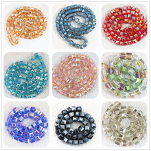 Multi-cor 4mm cristal quadrado facetado cubo moda recém diy jóias solta contas 100 pçs b985 2024 - compre barato