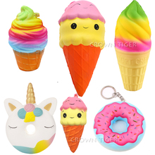 Kawaii 10cm jumbo colorido squishy arco-íris cone de sorvete do plutônio donut squishy lento subindo squishes brinquedos para crianças alívio do estresse 2024 - compre barato