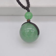 Natural Green Aventurine Round Stone Adjustable Nylon Rope Braid Necklace Jewelry F434 2024 - buy cheap