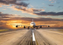 Aeroporto pista pôr do sol foto pano de fundo poliéster ou vinil pano alta qualidade impressão computador parede fundo 2024 - compre barato