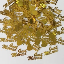 Hot 90g Table Party Scatters Confetti Gold Just Married+Heart Wedding Decor Free Shipping 2024 - buy cheap