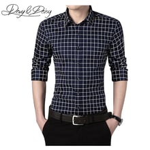 Drymargarida camisa xadrez masculina, camisa social para homens, camisa de manga longa com gola virada para baixo, de primavera 2020 2024 - compre barato