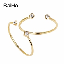 BAIHE-Anillo de boda con diamantes naturales para mujer, sortija de oro amarillo de 14 quilates, 0.06CT, diamante Natural 2024 - compra barato