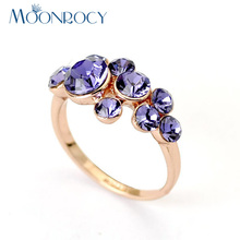 Женские кольца с фиолетовыми кристаллами MOONROCY, цвета розового золота, для свадьбы, Прямая поставка 2024 - купить недорого