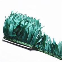 1yards/lot dark green Chicken/pheasant feather ribbon fringe trim Height10cm diy decor rooster feathers for crafts sewing plumas 2024 - buy cheap