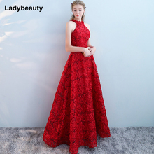 Pluse Size Red Beading Pleat Silk Long Evening Dresses 2020 Backless Halter Formal Dress Simpel Evening Party Dresses 2024 - buy cheap