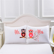 Funda de almohada romántica para hombre y mujer, cobertor de almohada de color blanco y negro con estampado de búhos, te quiero, regalo de San Valentín, Textiles para el hogar, un par 2024 - compra barato