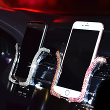 Universal Car Phone Holder with Bing Crystal Rhinestone Car Air Vent Mount Clip Cell Phone Holder for iPhone Samsung Car Holder 2024 - купить недорого