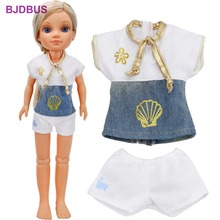 Fashion Handmade Daily Casual Wear Outfit Denim Pattern Shirt Short Pants Clothes for Nancy Doll Accessories Baby Kids DIY Toys 2024 - buy cheap