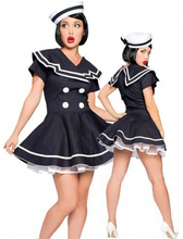 Frete grátis vintage pin up marinheiro traje uniforme fantasia vestido ladie preto marinheiro traje para senhora tamanho pequeno para xl 2024 - compre barato