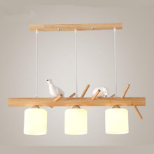 Candelabros creativos de madera maciza de pájaro pequeño, bombilla led E27, para restaurante, iluminación led brillante, Z50 2024 - compra barato