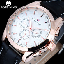 FORSINING Fashion Men Sport Mechanical Watches Leather Strap Luxury Casual Men's Automatic Rose Gold Watches Relogio Masculino 2024 - buy cheap
