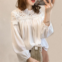 Blusa feminina chiffon manga comprida folgada, camisa feminina social plus size ab724 2024 - compre barato