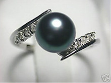 Бесплатная доставка, горячая Распродажа, женские свадебные украшения для невесты> потрясающее Стильное кольцо из таитянского Черного Жемчуга, Размер 7-9 # 2024 - купить недорого