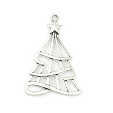 DoreenBeads Zinc Based Alloy Pendants Christmas Tree Silver Color Pentagram Star DIY Findings 52mm(2") x 36mm(1 3/8"), 10 PCs 2024 - buy cheap