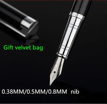 Jinhao-pluma estilográfica clásica negra y plateada con punta de iridio de 0,5mm, el mejor bolígrafo de regalo para negocios, tinta de Metal, envío gratuito de bolígrafos 2024 - compra barato