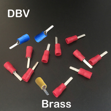 Terminal de crimpado de conector de Terminal, DBV1.25-18, azul, rojo, amarillo, negro, verde, latón, Chip preaislado en forma de cuchilla plana 2024 - compra barato