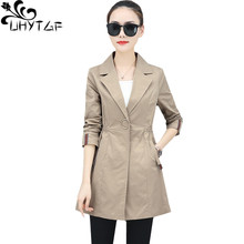 UHYTGF Casual women spring autumn top thin trench coat Slim woman long coats Solid color Wild elegant Female outerwear tide 1488 2024 - buy cheap