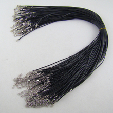 Wholesale 1.5mm Black Wax Leather Cord Necklace Rope 45cm Chain Lobster Clasp For DIY Jewelry Making 100pcs/lot free shipping 2024 - buy cheap