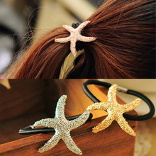 Accesorios para el pelo de estrella de mar, bandas elásticas chapadas en oro/plata, joyería coreana, estilo de verano, nueva moda 2024 - compra barato