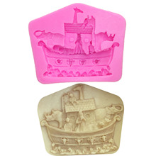 M0137 Pirate Ship Shaped Silicone Mold Cake Decoration Fondant Cake 3D Mold Food Grade Silicone Mould 2024 - buy cheap