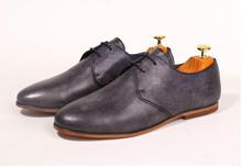 Sapato de renda preto e azul escuro masculino, mocassim casual inteligente com ponta fina, couro legítimo estilo vintage 2024 - compre barato