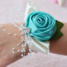 Wedding Decoration Bride Bridesmaids Wrist Corsages Hand Flower Blue Purple Party Wedding Artificial Wrist Flower 2024 - buy cheap