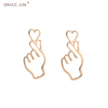 GRACE JUN 2018 New Fashion Hand Than Heart Style Clip on Earrings Without Pierced for Women Fashion Luxury Ear Clip Not Allergy 2024 - buy cheap