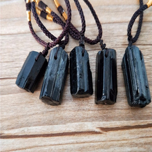 Natural Black Tourmaline Stone Pendant Necklace For Women Men Crystal Gem Specimen Pendant Necklaces Punk Necklace Gift 2024 - buy cheap