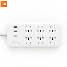 Original Xiaomi Mijia Mi Power Socket Strip 2.1A Fast Charging 3 USB Extension Socket Plug 6 Outlet Sockets EU/AU/US/UK Adapter 2024 - buy cheap