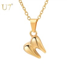 U7 Dentist Necklaces Pendant Tiny Tooth Gold Color Punk Teeth Collar Chain Necklaces for Women Men Doctor Jewelry Gift P1182 2024 - buy cheap
