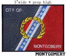 Montgomery, Alabama USA Flag embroidery  3" wide shipping /a line star/peace branches/capital iron 2024 - buy cheap